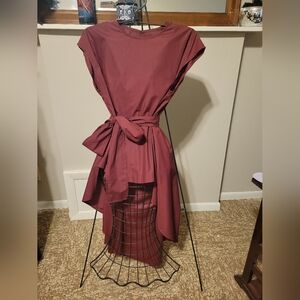 ROMWE Burgundy Blouse with Belt